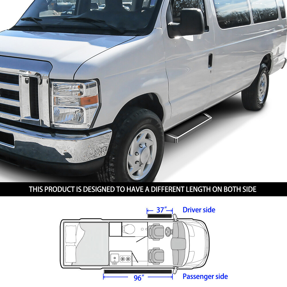 iBoard Running Boards 6 inches Silver Fit 9914 Ford Econoline Full