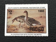 ICOLLECTZONE  US South Dakota 1988 Duck Hunting VF NH