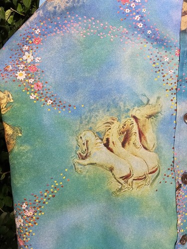 Vintage 70s Magic Floral Pony Horse Disco Pattern Womens Button Shirt Sz M - Picture 8 of 19