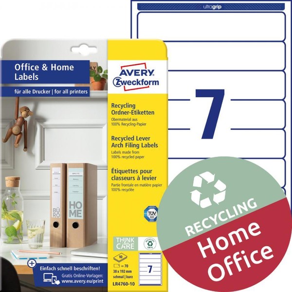 Avery Zweckform Recycling-OrdnerrüCken-Etiketten Home Office-image