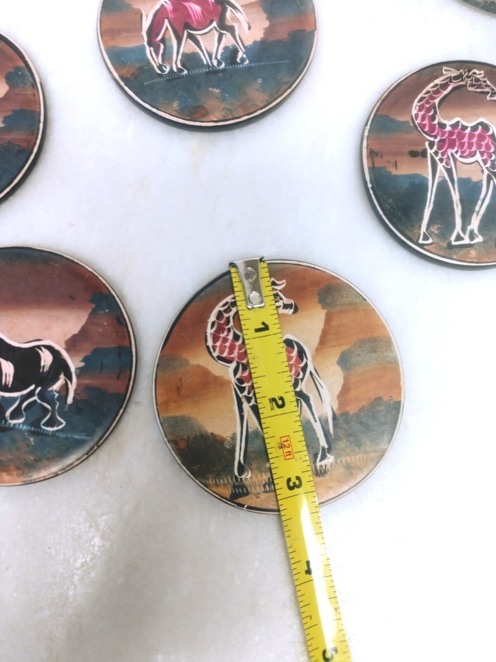 African Soapstone Carved Coaster Set Wildlife eBay