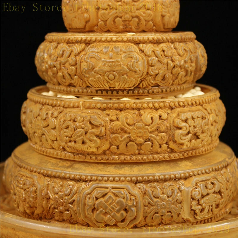 11.81" Tibet coloured glaze Hand carving CHATTRA pattern Manza Manda Tray Plate - Image 3 of 4