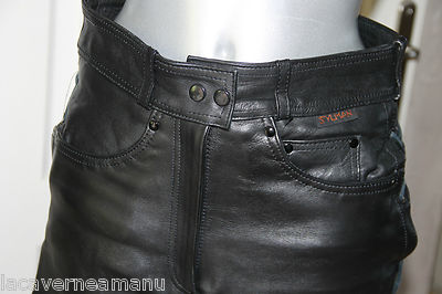 Pantalon En Cuir Noir Lacé - Marque Sylman Taille 36 Mixte - Occasion Excellent état (Satisfait/Remboursé)