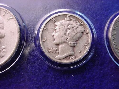 1941-S SAN FRANCISCO 5 COIN MINT SET GREAT 90% SILVER KEY DATE COINS!! #2 - Picture 4 of 7