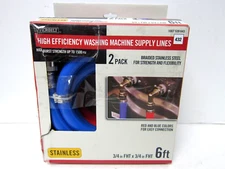 6ft Washing Machine Supply Lines Hoses  Red Blue 98291 90 Degree Everbilt 432