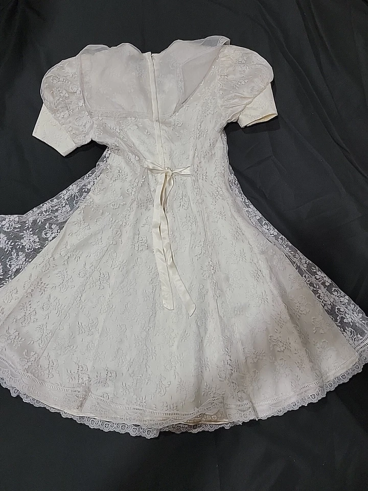 Jessica McClintock Girls Vintage Made in USA Edwardian Lace Dress (Size 8) #1 - Image 2 of 4