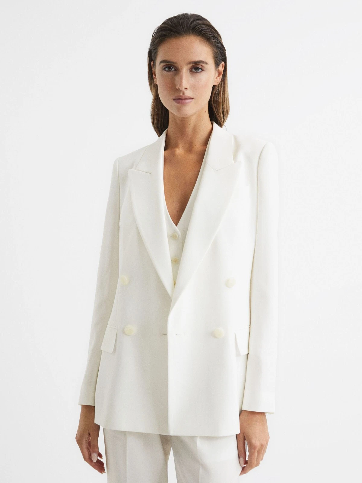 REISS TATUM CREPE DOUBLE BREASTED BLAZER IN WHITE
Opens in a new window or tab