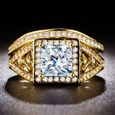 18K Yellow Gold Plated Christmas Gift Ring Set 1.90Ct CZ Bridal Wedding Ring