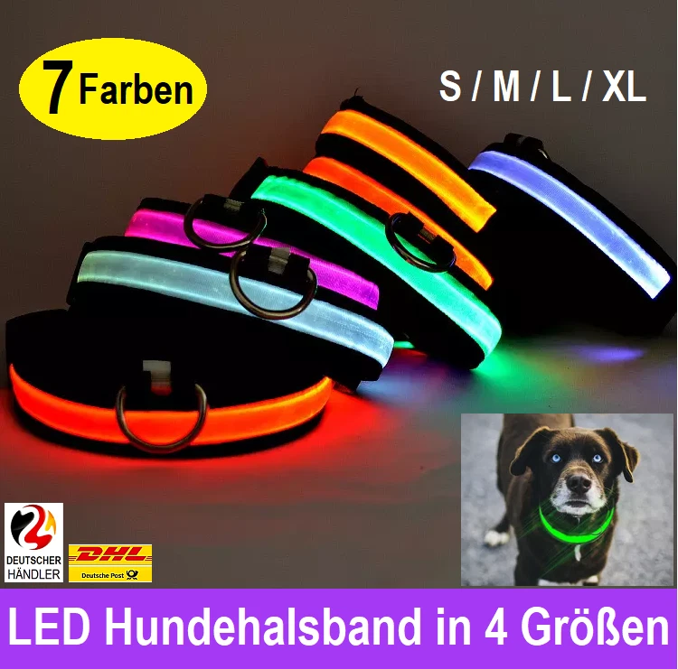 Sicheres Hundehalsband Nacht LED Leuchthalsband Hund USB Aufladbar   Reflektierend & Leuchtend In Grn, Fr Kleine, Mittlere & Groe Hunde