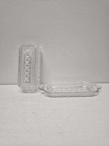 Vintage Anchor Hocking Wexford Pattern Clear Glass Butter Dish - Picture 3 of 5