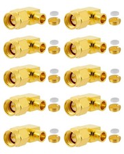 POBADY 10 PCS SMA Connectors Male Right Angle for RG402, Gold