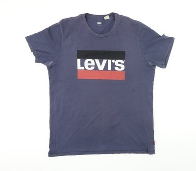 Herren T-Shirt UK Größe L Levi's Blau Baumwolle