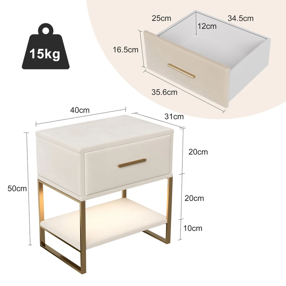 Nachttisch,2er Set,Nachtschrank mit LED/Schublade,Beistelltisch für Schlafzimmer - Bild 2 von 4