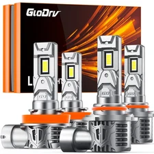 9005 H11 LED Headlight High Low Beam Super Bright Bulbs Kit 6000K White Fanless