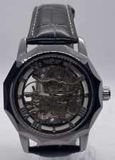 Men’s Skeleton Automatic Watch Black Strap Unbranded