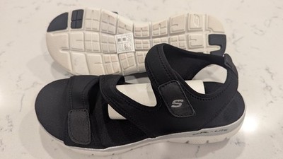 Skechers Flex Appeal 2.0 Summer Patrol Black Sandals Womens US 8 Nice 39075