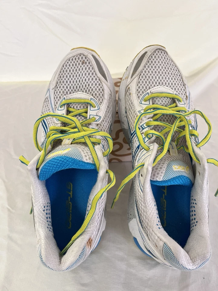 Tênis de corrida Asics GEL GT 2170 branco azul amarelo feminino tamanho 9.5 T256N - Imagem 2 de 4