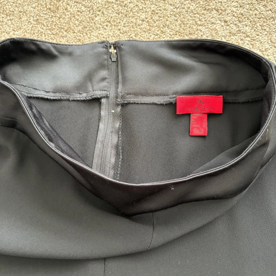 JS Collections Womens 6 Black Evening Semi-Sheer Slit Rhinestone Evening Pants - Image 4 of 4