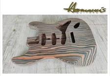 STRAT One Piece Zebrano Wood Body, Unfinished, Sss Route, for 52.5MM Tremolo