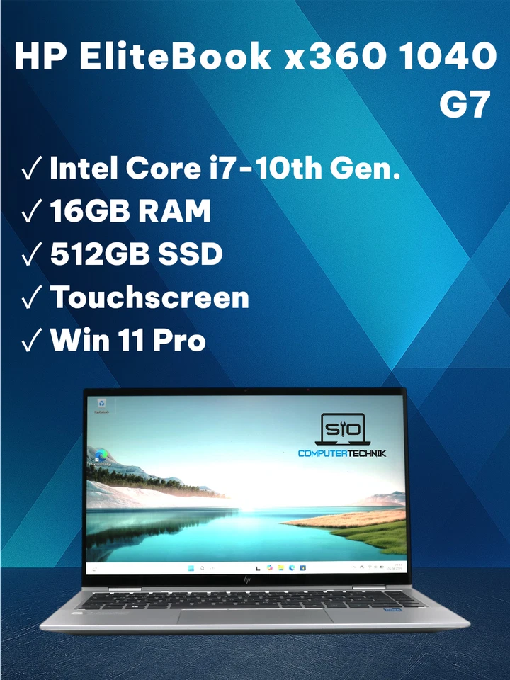 HP EliteBook X360 1040 G7 · i7-10710U · 16GB · 512GB, Foto 1 von 5