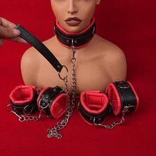 Bondage Open Leg Bar Restraint Set Hand Ankle Cuffs Neck Collar Set Firlt Fun SM