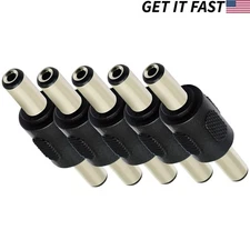 5-pack DC Barrel Jack Coupler M/M 5.5mm x 2.1mm Power Plug Male to Male