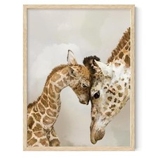 Giraffe Mom and Baby Cute Animal Wall Decor Picture Canvas Print for Kids Roo...