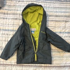Columbia Hooded Gray Yellow Fleece Lined Full Zip Toddler Jacket 2T Long Sleeve