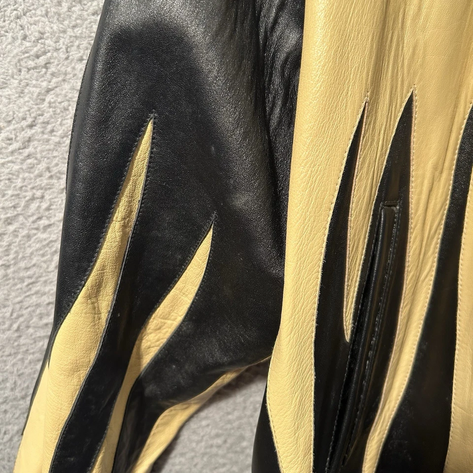 Michael Hoban North Beach Leather Burning Castle Bomber Jacket Men's 46 - Image 4 of 4