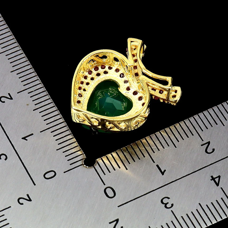 Colgante de plata de ley 925 corazón aventurina 11 mm rubí piedras preciosas naturales joyería Foto 3 de 4