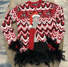33Degrees, WS, Ugly Sweater Ostrich Christmas Holiday. Ugly Christmas Sweater!!!