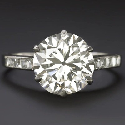 4.25 CTW Round Cut Moissanite Proposal Engagement Ring 14K White Gold Plated
