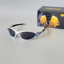 Vintage Y2K Oakley Straight Jacket 99 Muzm 9505 Black Lenses Retro Blue Flame