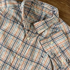 Vineyard Vines Performance Classic Fit Whale Shirt Button Men XXL Blue Plaid EUC