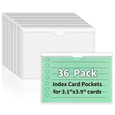 Storage Bin Labels, 36 Pack 3x5 Index Card Holder, Clear 3×5 inch,