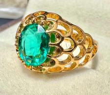 Green Emerald Ring For Men's Engagement Ring With 925 Sterling Silver Ring