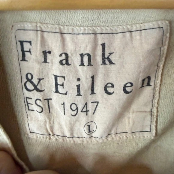 Frank & Eileen Nicole Size LG Popover Henley Cotton Dress Shirt Beige Sand Polo - Image 3 of 4