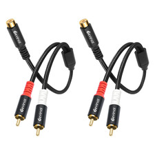 RCA Y Adapter 1 Feamle to 2 Male RCA Splitter, Subwoofer Splitter Cable Gold Pla