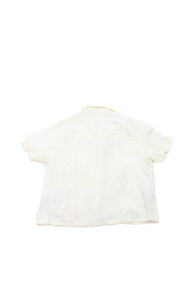 Camisa Zara Niños Algodón Bordado Manga Corta Abotonada Crema Talla 9-10 Foto 2 de 4