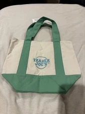 Trader Joes Pastel Green Mini Canvas Tote Bag