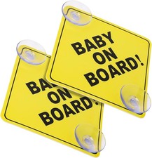 Baby on Board Car Warning Signs, 2 Pcs 5"x5" Safety Car Sign with Double Suction