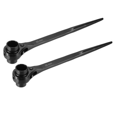 19x22mm 12-Point Scaffold Podger Ratchet Spanner Ratcheting Socket Wrench 2pcs