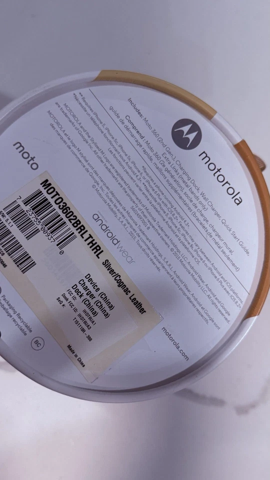 Motorola Moto 360 2nd Gen 46mm Silver Cognac Leather NIB - Image 3 of 3