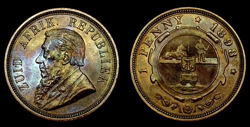 South Africa 1898 Penny, Rare  Superb Gem NGC 63, Sharp Detail, Luster Fields