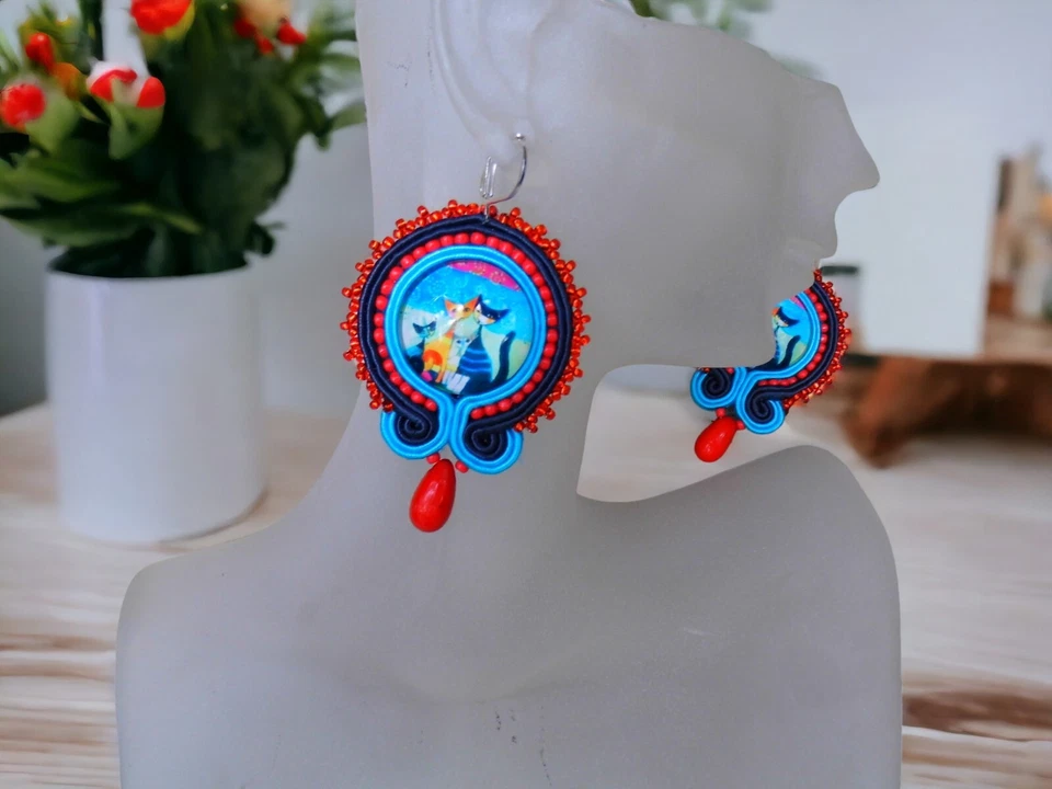 Ohrringe Technik soutache Kunsthandwerk , - Bild 3 von 4