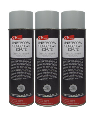 Unterbodenschutz Spray GRAU 3 x 500ml Steinschlagschutz UBS ÜBERLACKIERBAR