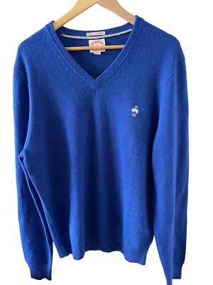 Brooks Brothers Lambswool Sweater Size XL Blue V Neck Wool
