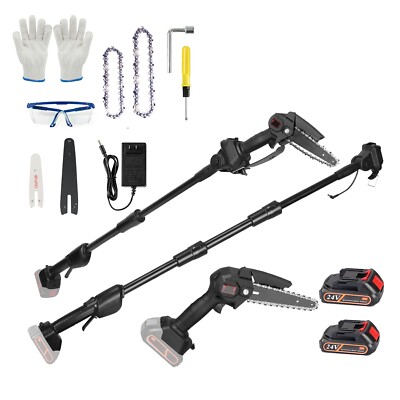 2-in-1 Mini Electric Chainsaw & Cordless Pole Saw Chain Saw 500W Battery Power