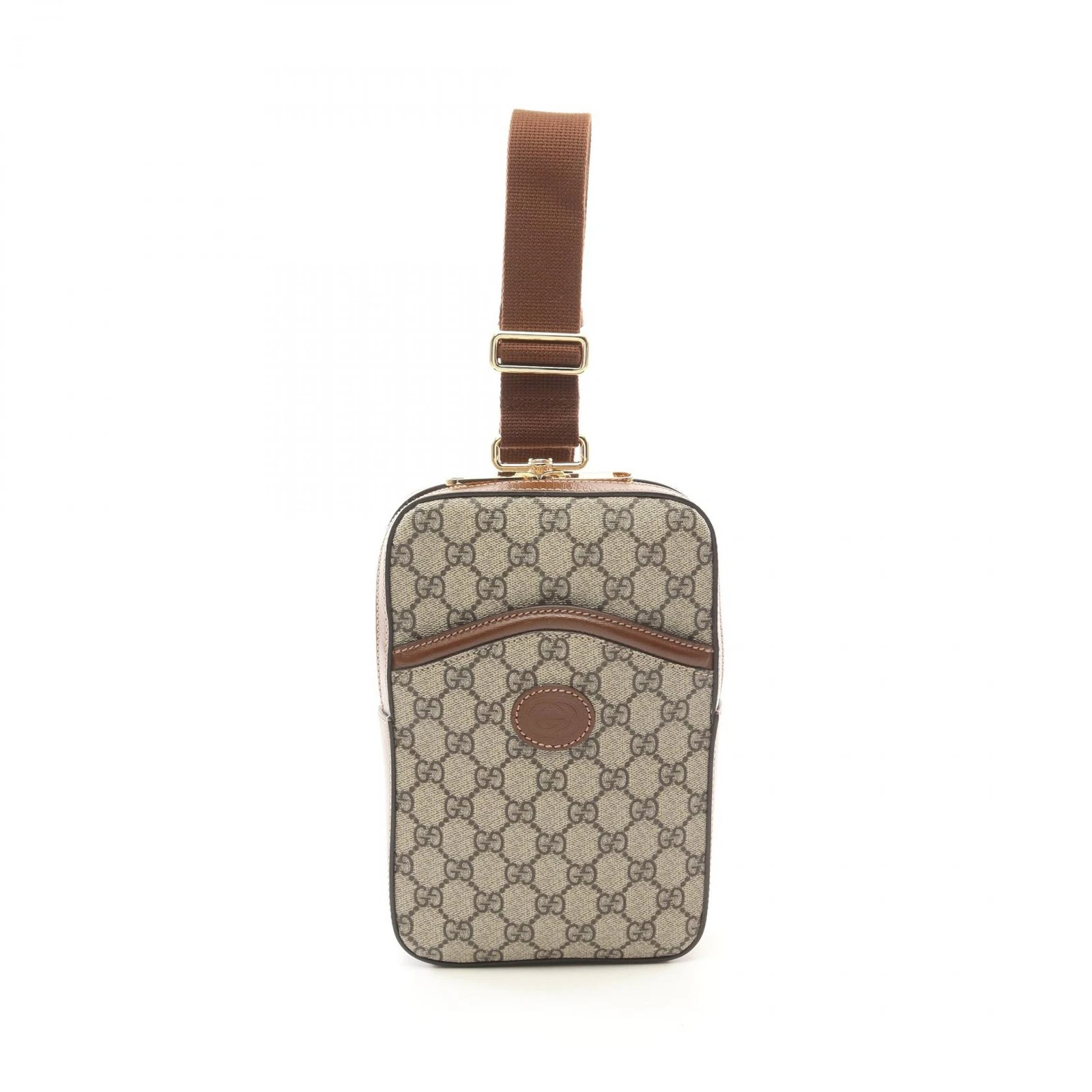 Sac GUCCI Interlocking G GG taille suprême 696016 toile cuir beige marron occasion