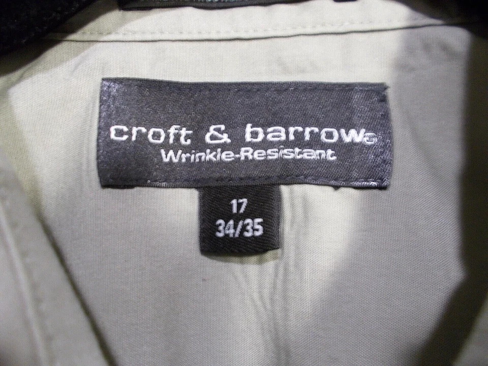 Camisa de vestir Croft & Barrow Essentials calce clásico para hombre 17 34/35 manga larga tostada Foto 3 de 4